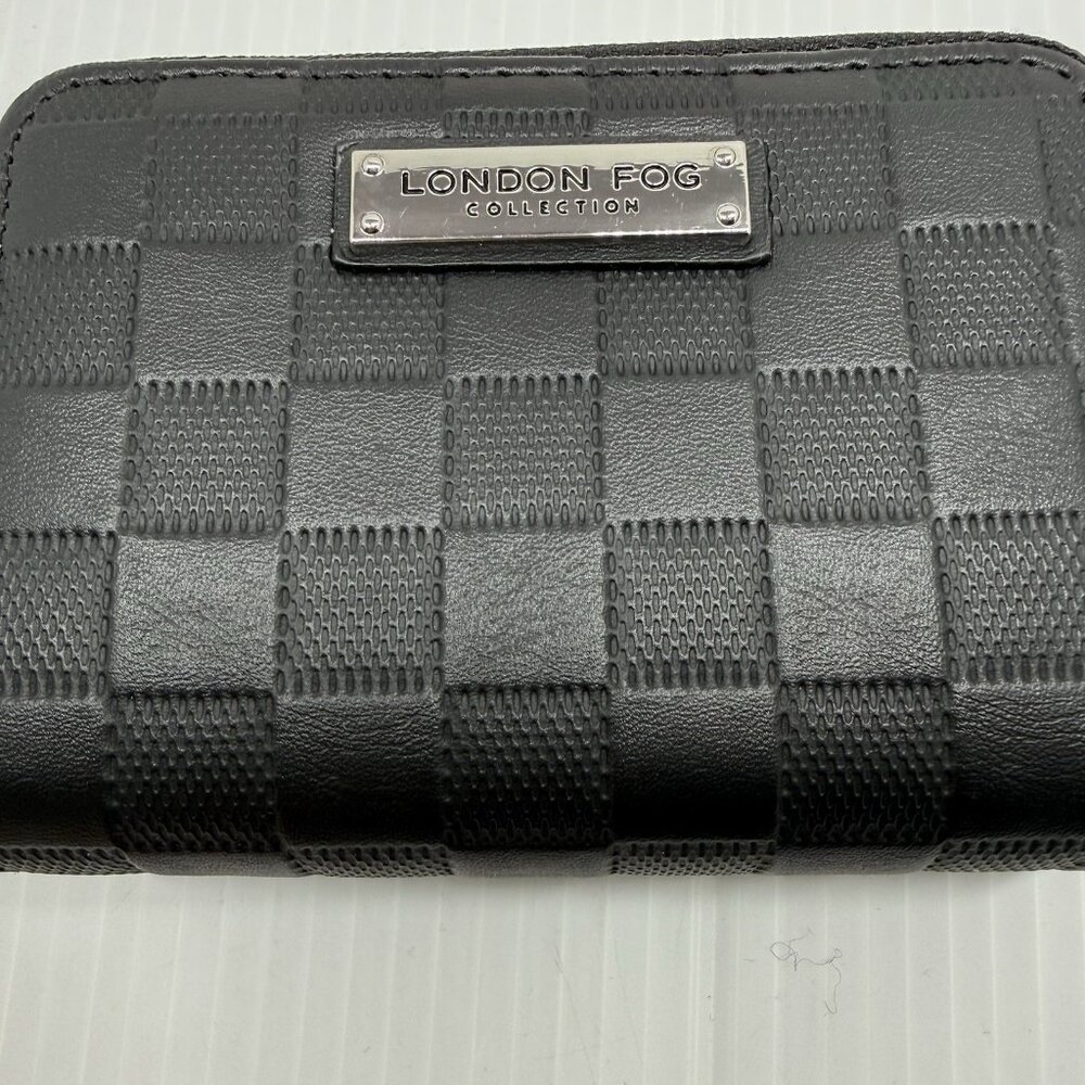 London Fog Dahlia Double Zip Wallet Black Check Zip Around NWT - Picture 3 of 9